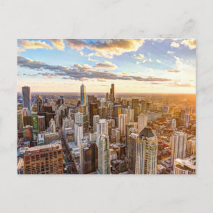 Sunset Over Chicago Postcard