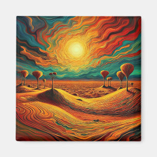Sunset over Desert Landscape 4 Magnet