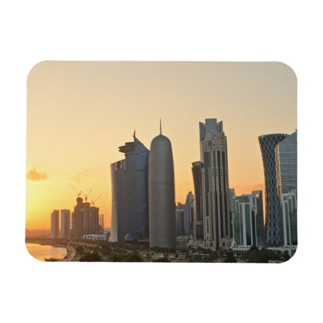 Sunset over Doha, Qatar rectangular magnet (Horizontal)