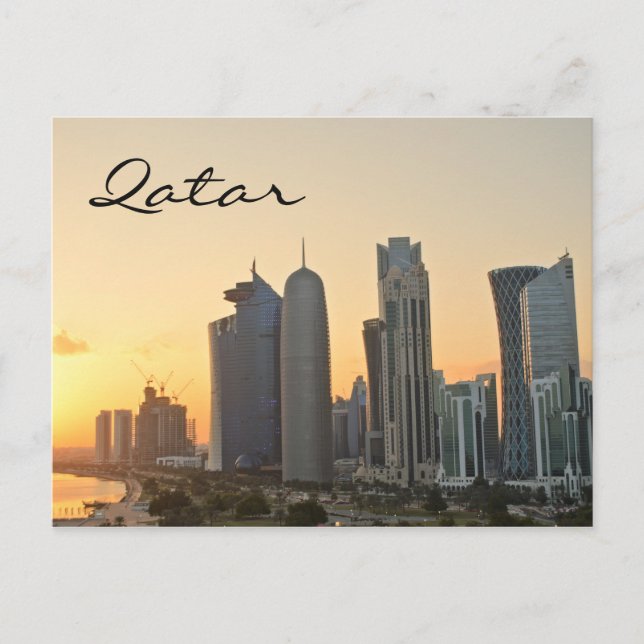 Sunset over Doha, Qatar text postcard (Front)