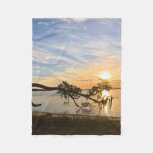 Sunset Over East Bay Fleece Blanket