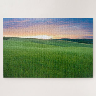 Sunset over fields in Tuscany Jigsaw Puzzle