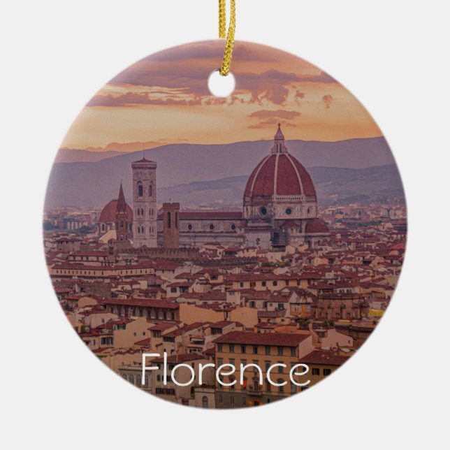 Sunset over Florence, Italy Ceramic Ornament (Front)