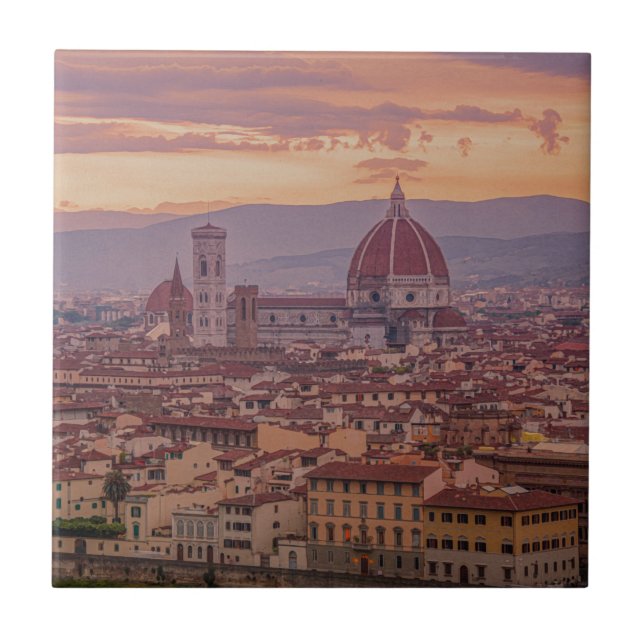Sunset over Florence, Italy Ceramic Tile (Front)