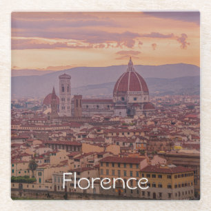 Sunset over Florence, Italy Stone Glass Coaster