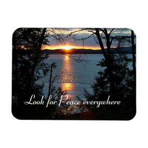 Sunset Over Forest Lake Flexible Magnet