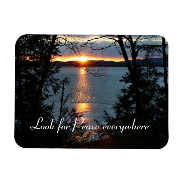 Sunset Over Forest Lake Flexible Magnet (Horizontal)