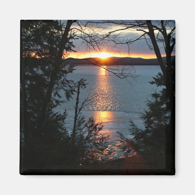 Sunset Over Forest Lake Magnet (Front)
