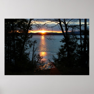 Sunset Over Forest Lake Poster