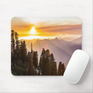 Sunset over forest mouse pad