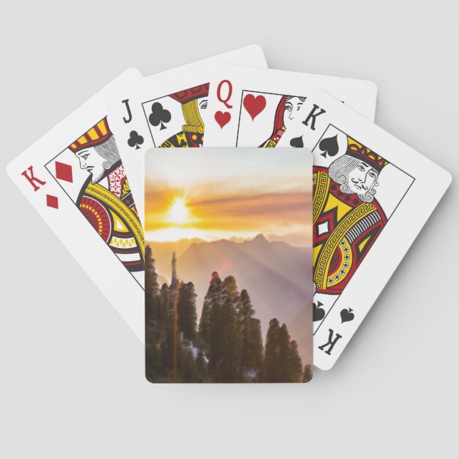 Sunset over forest playing cards (Back)