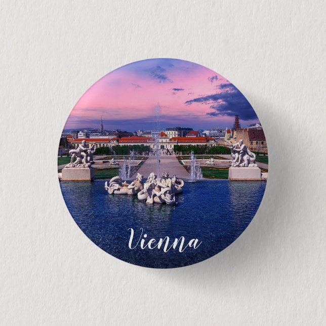 Sunset over fountain in Vienna 3 Cm Round Badge (Front)