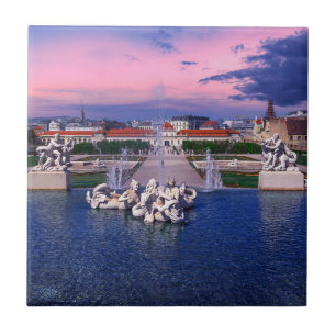 Sunset over fountain in Vienna Ceramic Tile