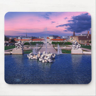Sunset over fountain in Vienna Mouse Pad