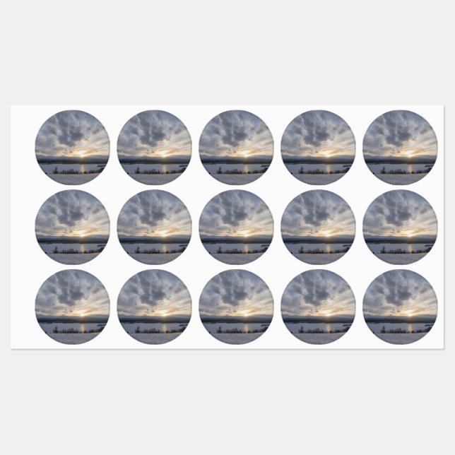Sunset over frozen lake (Sheet)