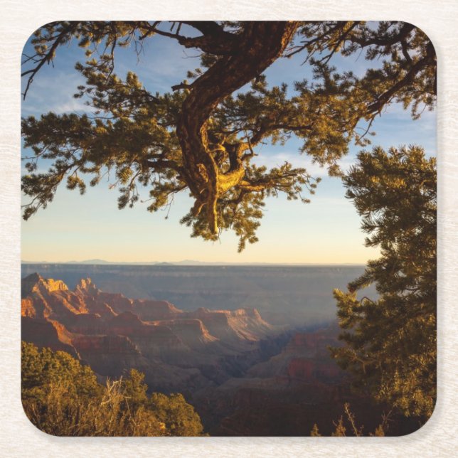 Sunset over Grand Canyon Square Paper Coaster (Front)