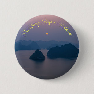 Sunset over Halong Bay - Vietnam, Asia 6 Cm Round Badge