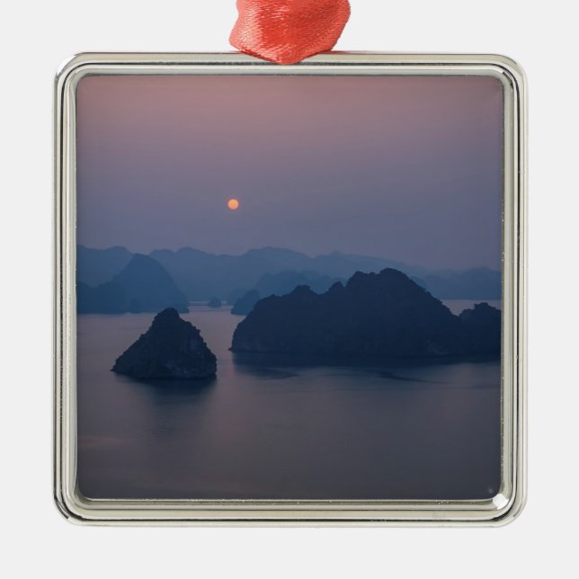 Sunset over Halong Bay - Vietnam, Asia Metal Ornament (Front)