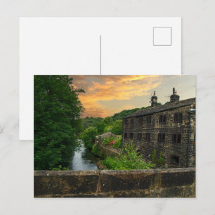 Sunset over Hawksclough Bridge, Mytholmroyd Postcard