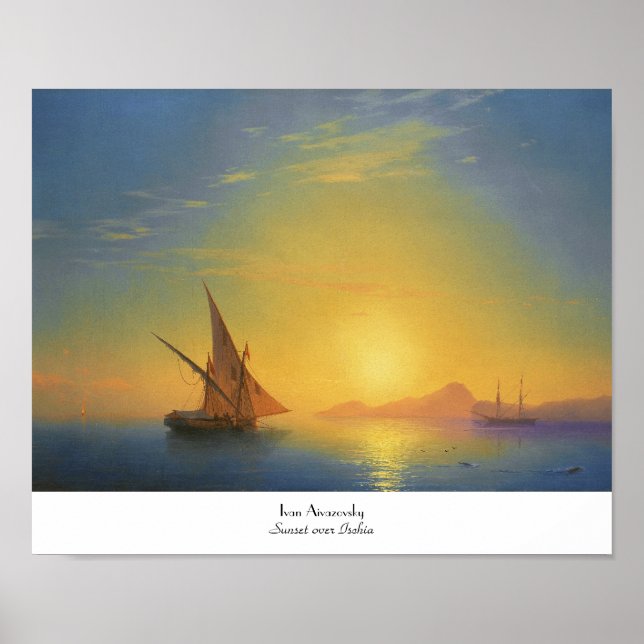 Sunset over Ischia Ivan Aivazovsky seascape waters Poster (Front)
