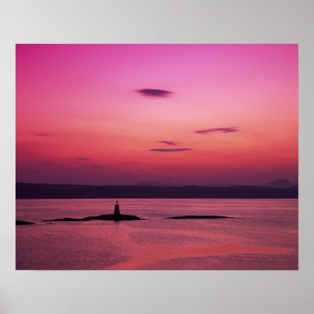 Sunset over Isle of Skye, from Mallaig, Poster (Front)