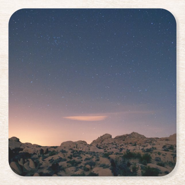 Sunset Over Joshua Tree National Park Square Paper Coaster (Front)