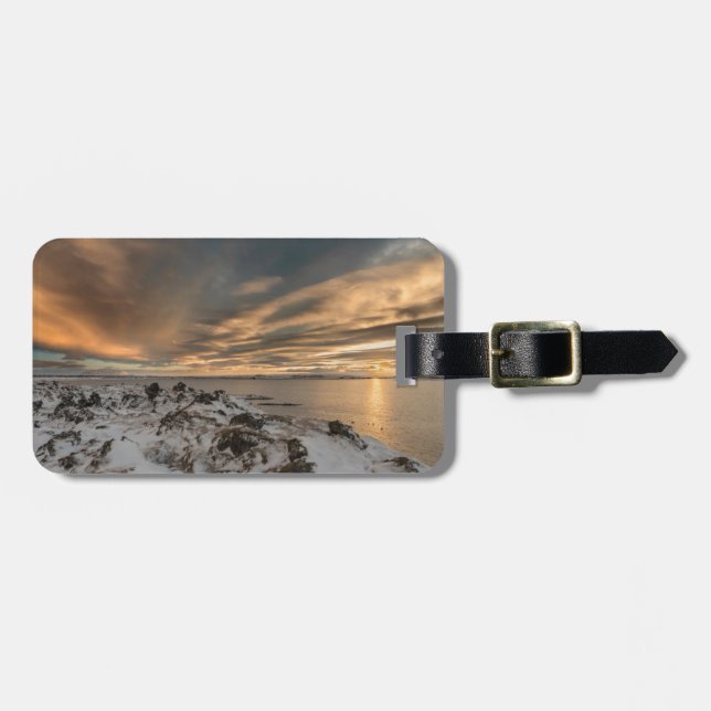 Sunset over lake Myvatn, Iceland Luggage Tag (Front Horizontal)