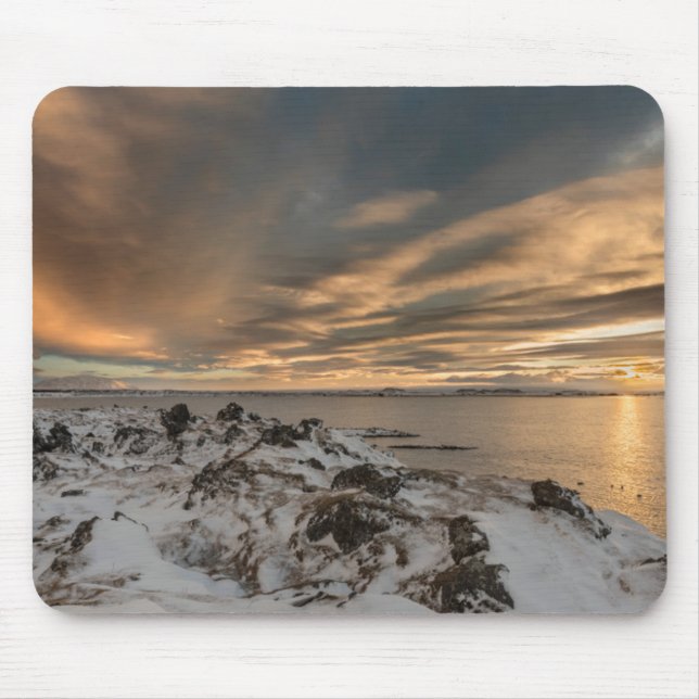 Sunset over lake Myvatn, Iceland Mouse Pad (Front)