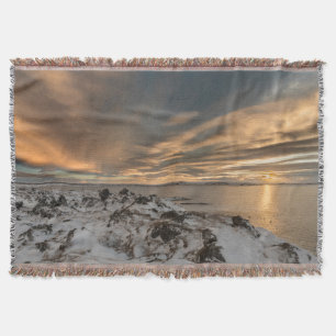 Sunset over lake Myvatn, Iceland Throw Blanket