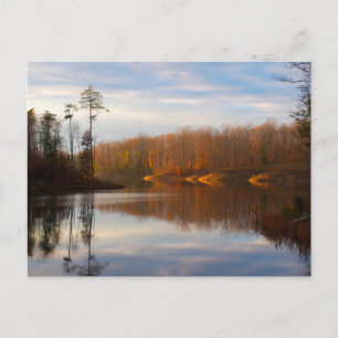 Sunset over lake postcard