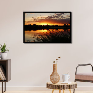 Sunset over Lake Print Poster Artwork Mural
