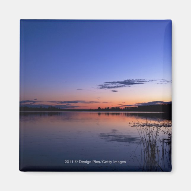 Sunset Over Lake Wabamun With Grass Magnet (Front)