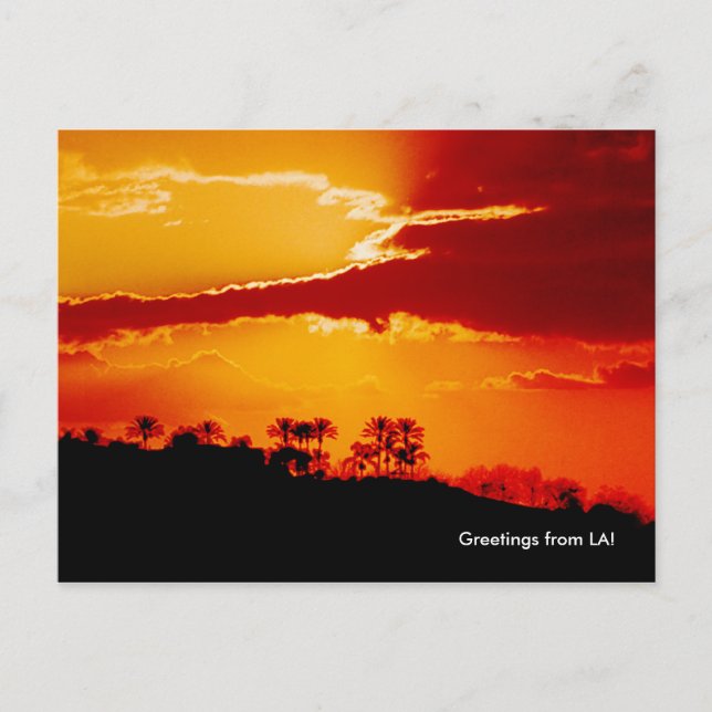 Sunset over Los Angeles California Postcard (Front)
