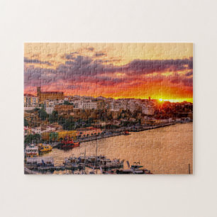 Sunset over Mahon harbour - Menorca, Spain Jigsaw Puzzle