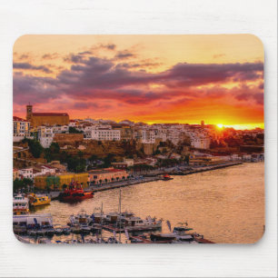 Sunset over Mahon harbour - Menorca, Spain Mouse Pad