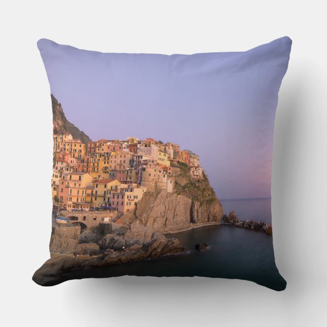 Sunset over Manarola village in Cinque Terre Cushion (Front)