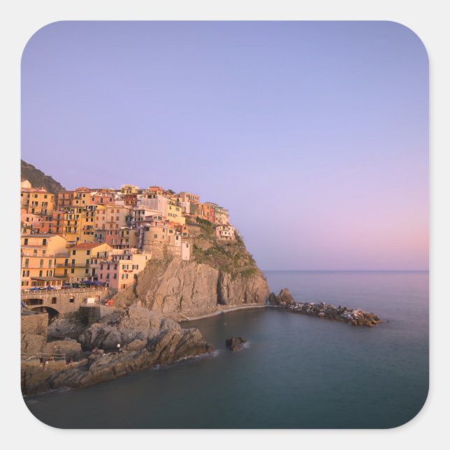 Sunset over Manarola village in Cinque Terre Square Sticker (Front)
