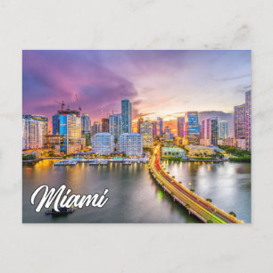 Sunset Over Miami, Florida, United States Postcard