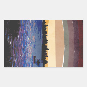 Sunset Over Miami Rectangular Sticker