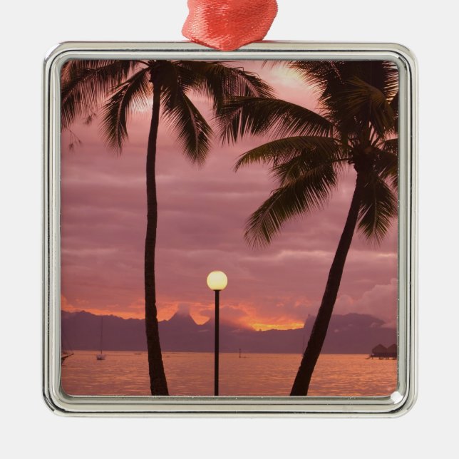 Sunset over Moorea from Sofitel Maeva Beach Metal Ornament (Front)