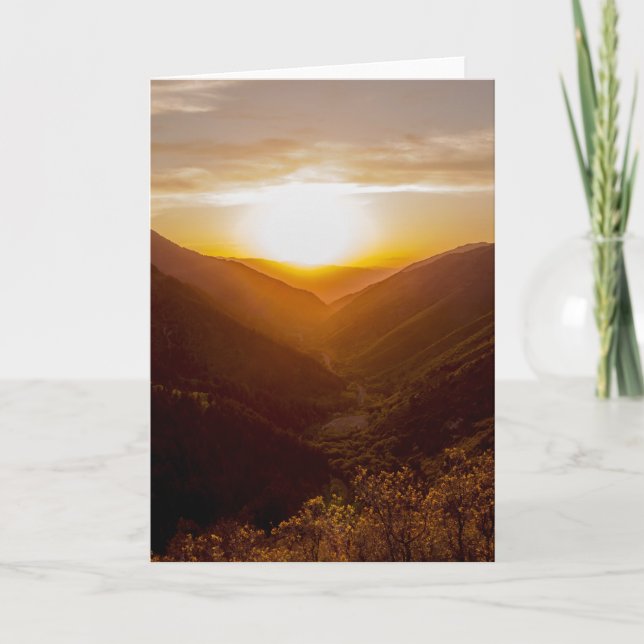 Sunset Over Mountains Landscape Card (Front)