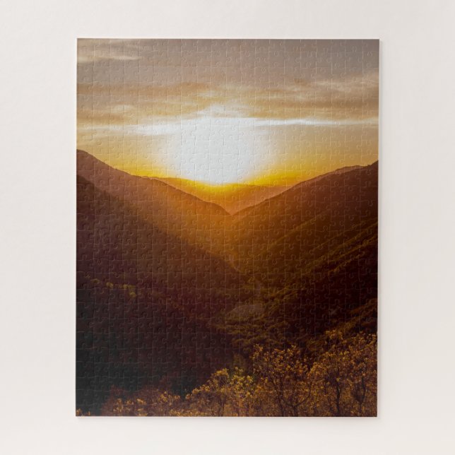Sunset Over Mountains Landscape Jigsaw Puzzle (Vertical)