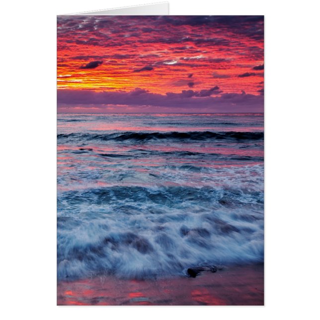 Sunset over ocean waves, California (Front)