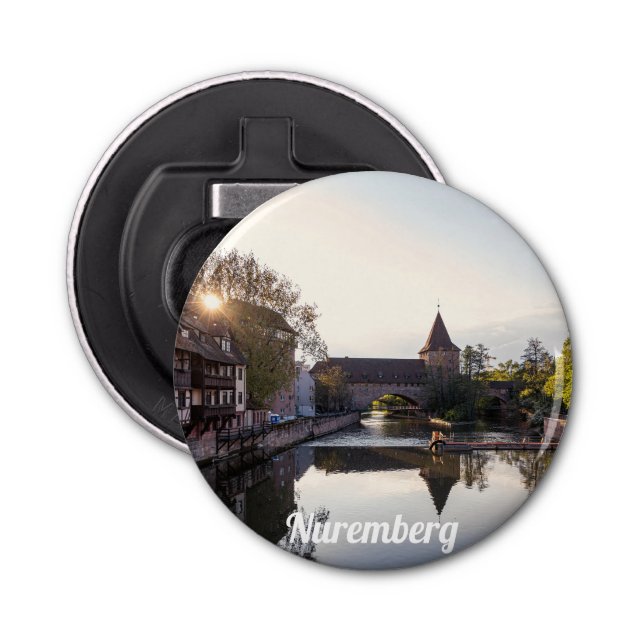 Sunset over old medieval bridge in Nuremberg Bottle Opener (Front)