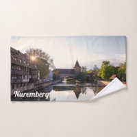 Sunset over old medieval bridge in Nuremberg