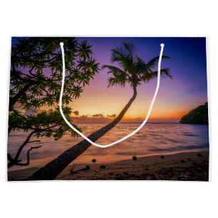 Sunset Over Palm Tree Island Large Gift Bag