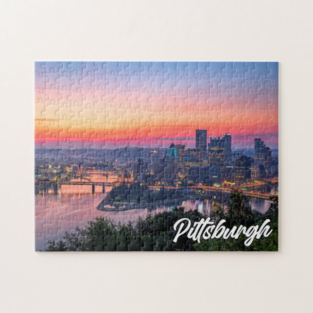 Sunset Over Pittsburgh, Pennsylvania Jigsaw Puzzle (Horizontal)