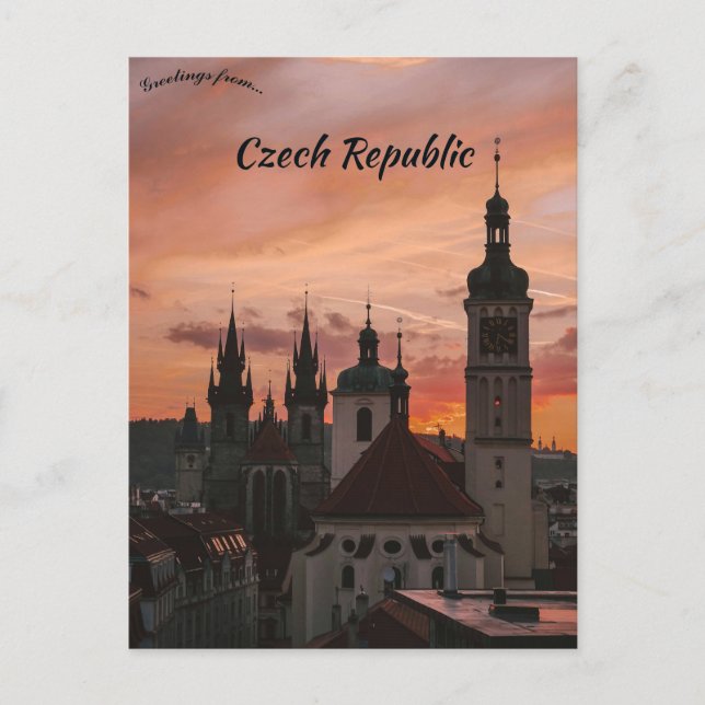 Sunset Over Prague Czech Republic Postcard (Front)