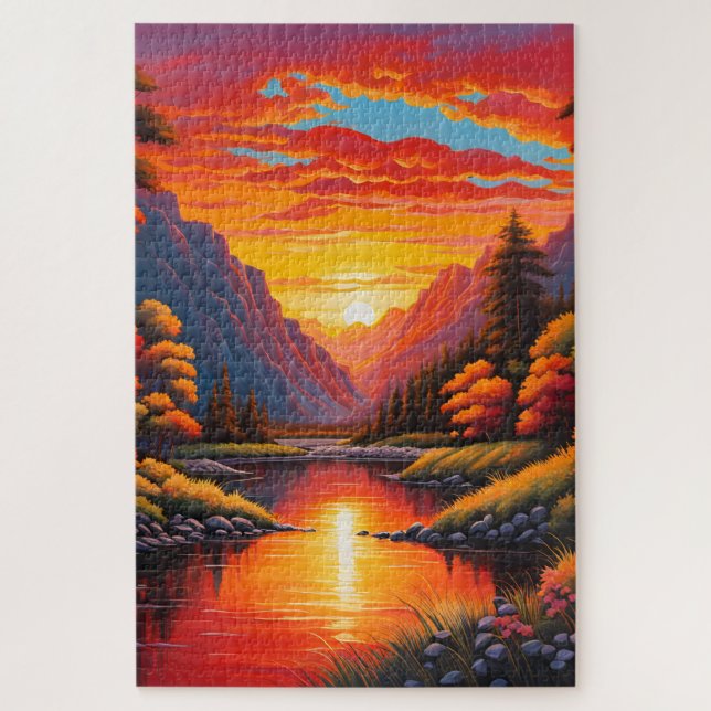Sunset over Puzzle Mountain (Vertical)