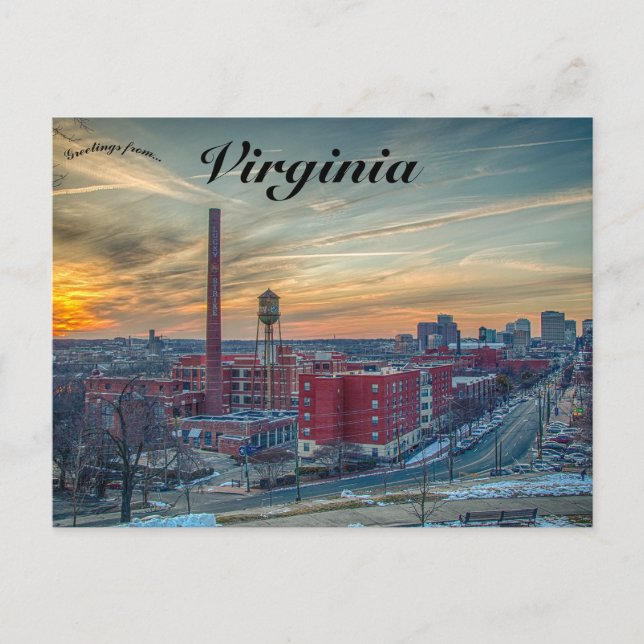 Sunset Over Richmond Virginia Postcard (Front)